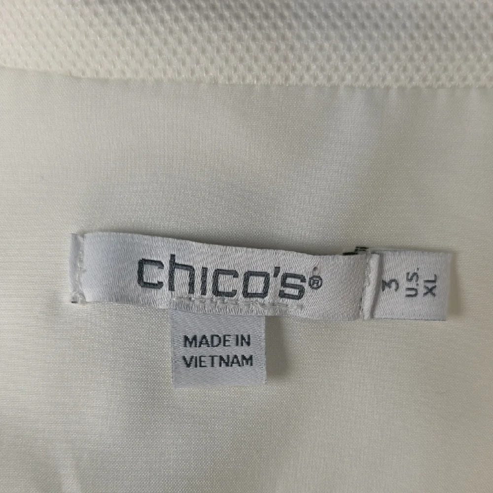 Chico's Cream Teddy Jacket with Tan Trim - Picture 5 of 6